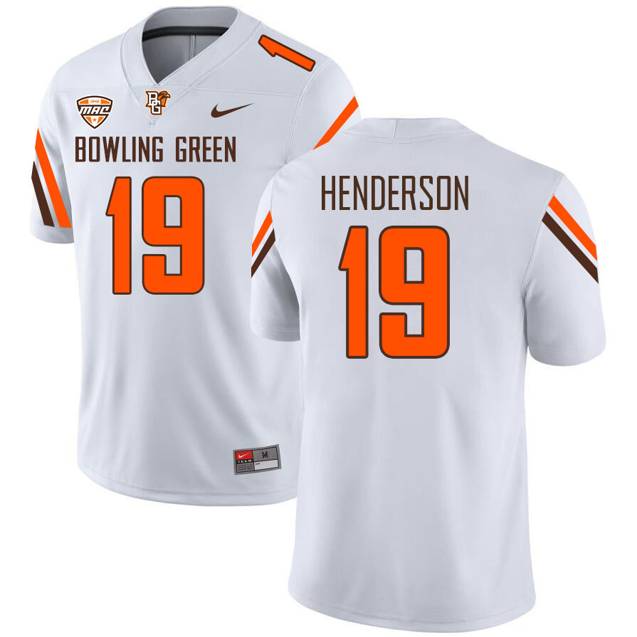 Men #19 John Henderson Bowling Green Falcons College Football Jerseys Stitched-White